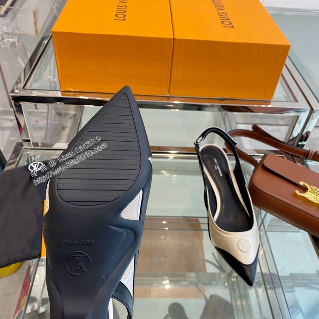 LV路易威登2022專櫃新款爆款拼色女士單皮鞋涼鞋尖頭單鞋 dx2994
